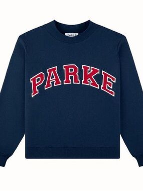 Parke Navy Crewneck Sweatshirt with Red Arch Logo